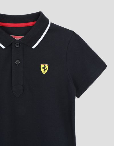 Scuderia Ferrari Online Store - Pique children's polo shirt with contrasting collar band - Short Sleeve Polos