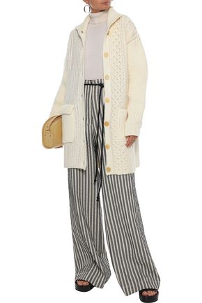 Chloé Cable-knit Wool-blend Cardigan In Ivory
