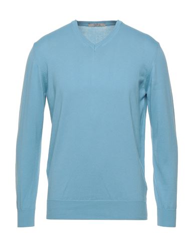 Man Sweater Blue Size L Cotton