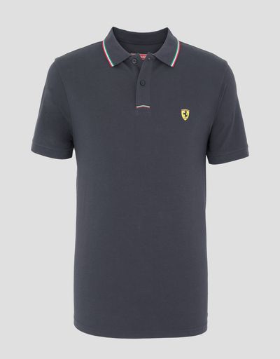 Scuderia Ferrari Online Store - Men's piqué cotton polo shirt - Short Sleeve Polos