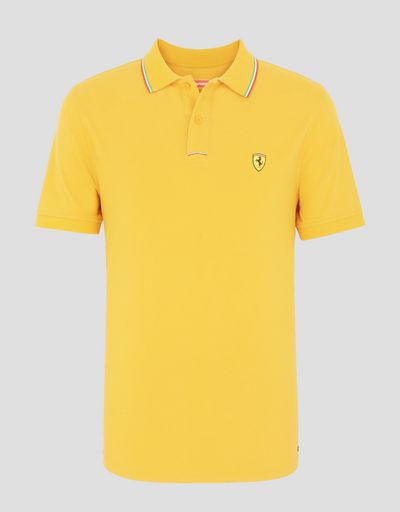 Scuderia Ferrari Online Store - Men's piqué cotton polo shirt - Short Sleeve Polos