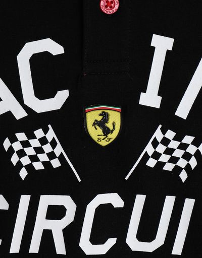 Scuderia Ferrari Online Store - Boys' jersey polo shirt with FERRARI SHIELD print - Short Sleeve Polos