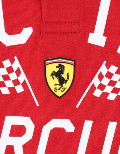 Scuderia Ferrari Online Store - Boys' jersey polo shirt with FERRARI SHIELD print - Short Sleeve Polos