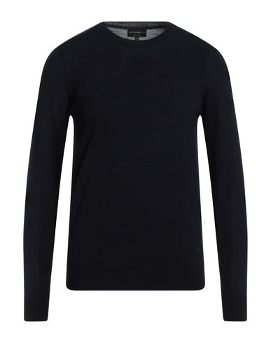 Emporio Armani Man Sweater Midnight Blue Size 42 Virgin Wool In Blue