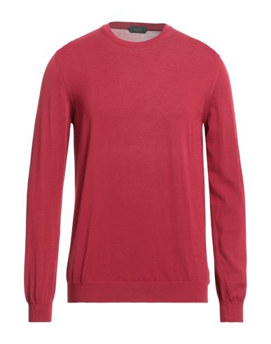 Zanone Man Sweater Burgundy Size 44 Cotton In Red