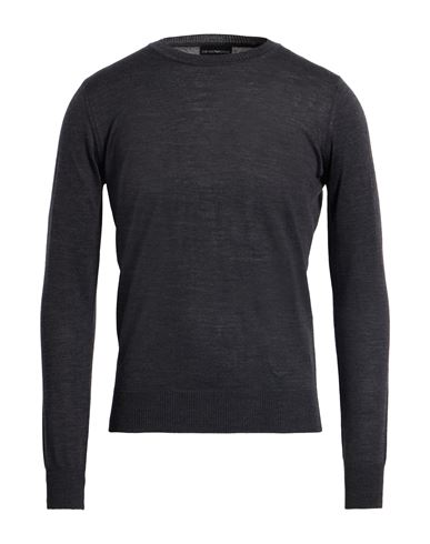 Emporio Armani Man Sweater Charcoal Size 36 Virgin Wool In Black