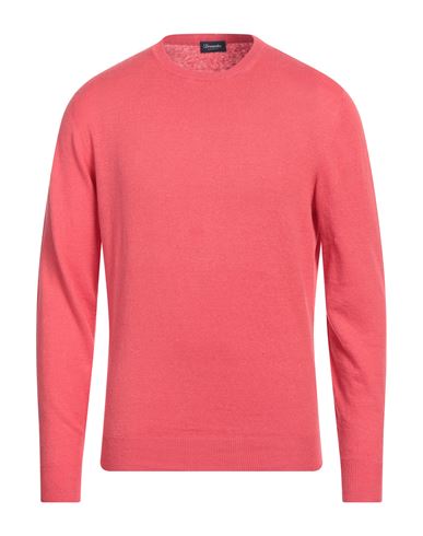 Shop Drumohr Man Sweater Coral Size 40 Linen, Polyester In Red