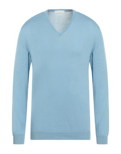 Daniele Fiesoli Man Sweater Pastel Blue Size L Giza 45 Cotton