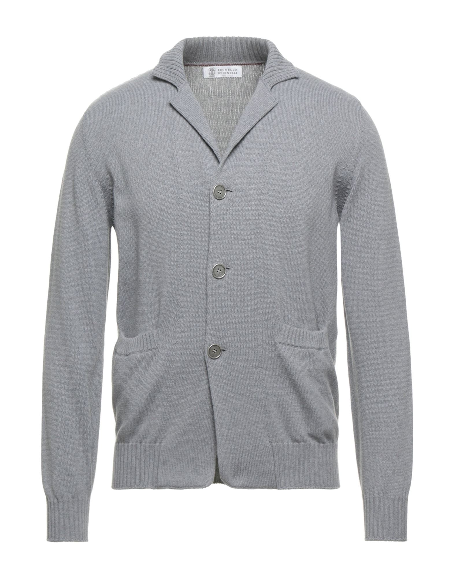 ＜YOOX＞ ★20%OFF！BRUNELLO CUCINELLI メンズ カーディガン グレー 48 コットン 100%