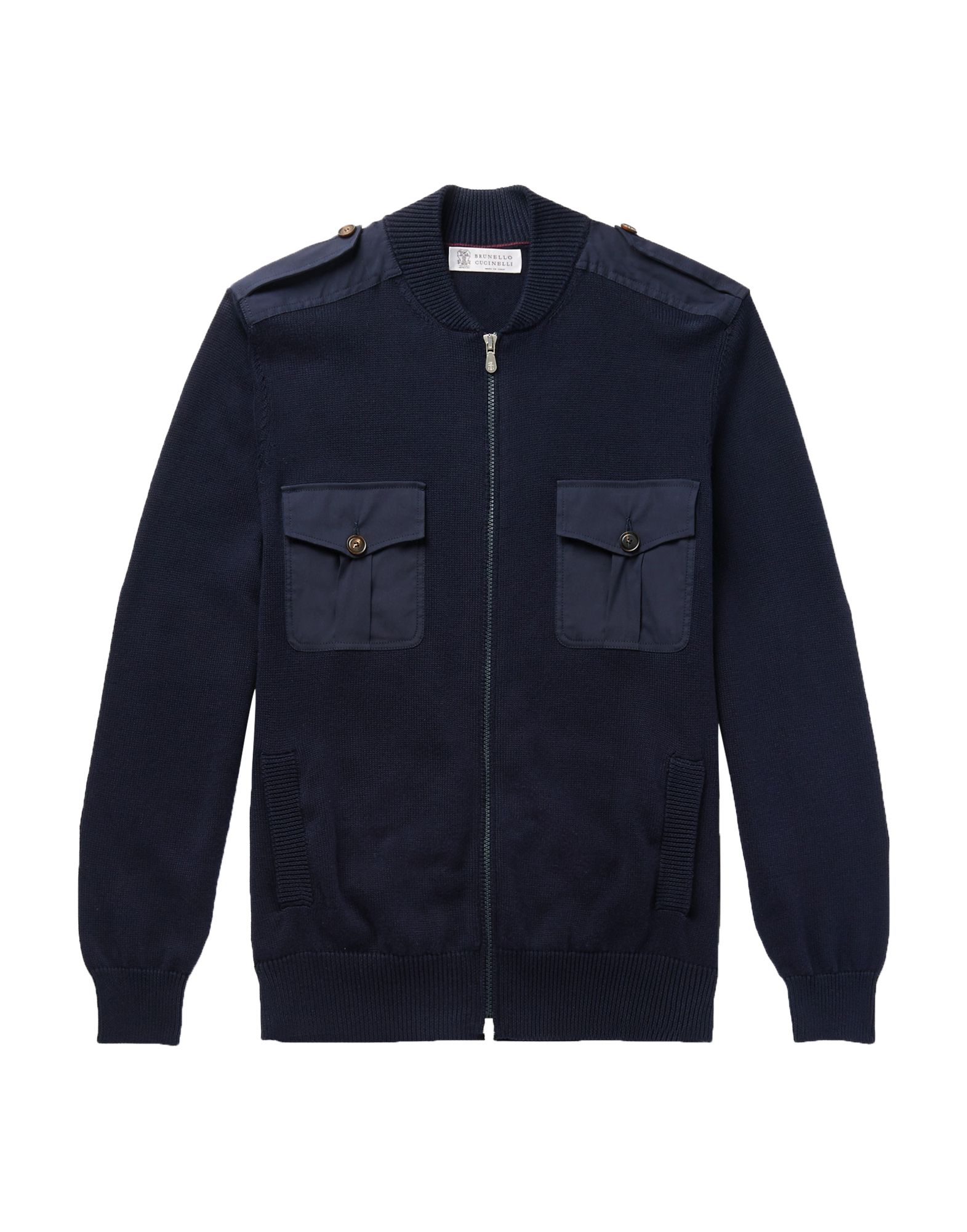 ＜YOOX＞ ★30%OFF！BRUNELLO CUCINELLI メンズ カーディガン ダークブルー 50 コットン 100% / ナイロン / ポリウレタン