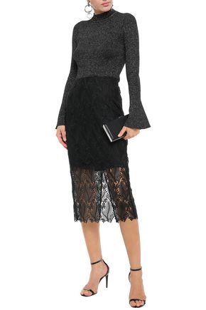 Diane Von Furstenberg Metallic Ribbed Wool-blend Sweater In Black