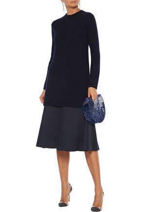 Valentino Tie-back Ribbed Cashmere Sweater In Midnight Blue