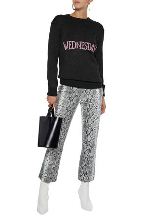 Alberta Ferretti Oversized Wednesday Lurex Knit Sweater In Black