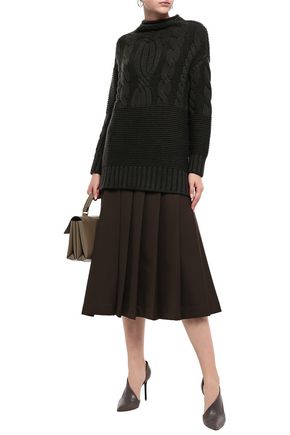 Agnona Cable-knit Cashmere Sweater In Forest Green