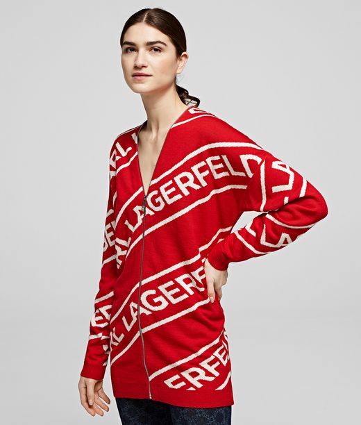 Image of Zippered Logo Cardigan