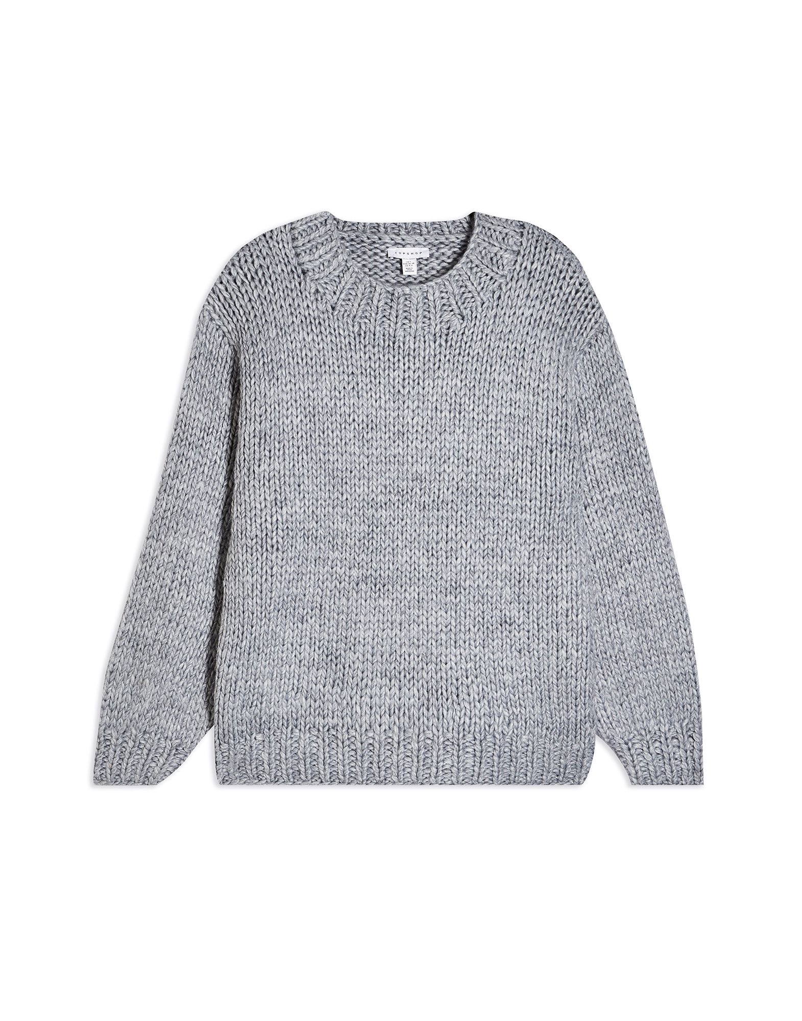 《セール開催中》TOPSHOP レディース プルオーバー グレー S アクリル 80% / ウール 20% GREY HAND KNITTED CHUNKY CURVED HEM JUMPER