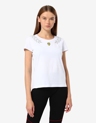 T-shirt donna in jersey con stampa alloro