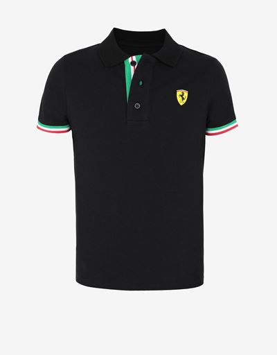 Polo bambino in piquet di cotone con bandiera italiana