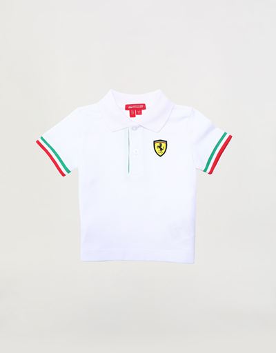 Polo neonato in piquet con bandiera italiana