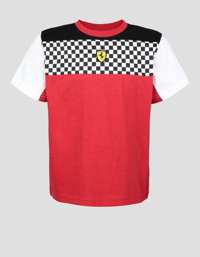 T-shirt da bambino in jersey con motivo a scacchi