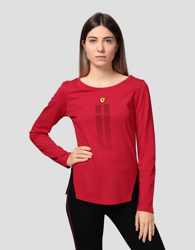 T-shirt donna Racing a maniche lunghe con strass