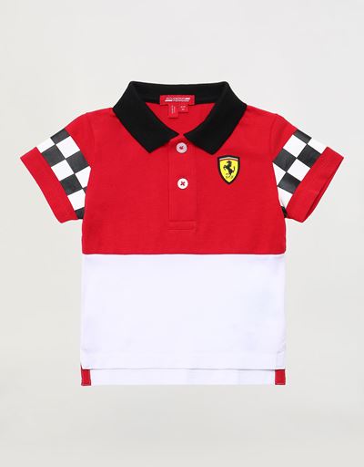 Polo neonato in cotone con stampa gommata