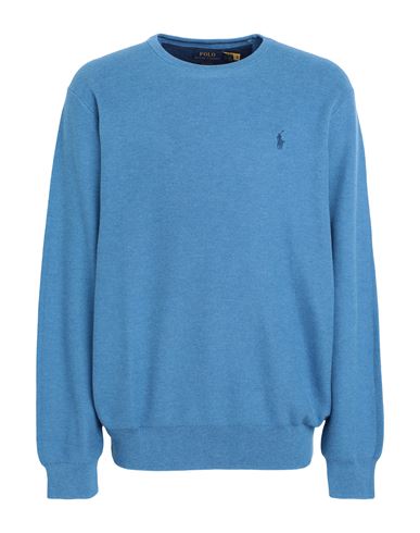 Polo Ralph Lauren Cotton Crewneck Sweater Man Sweater Pastel Blue Size Xl Pima Cotton