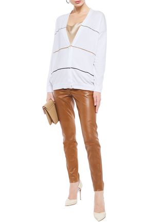 Brunello Cucinelli Bead-embellished Cotton Cardigan In White