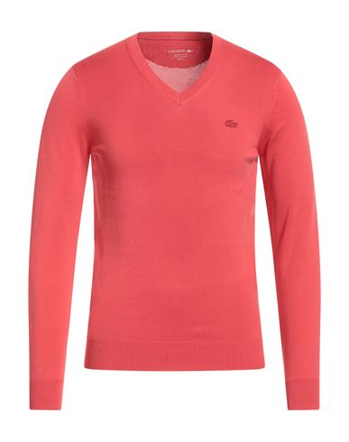Lacoste Man Sweater Coral Size 3 Cotton In Red