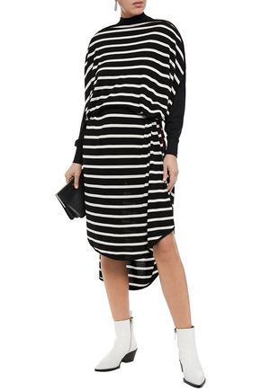 MM6 MAISON MARGIELA BELTED STRIPED KNITTED DRESS,3074457345622025599