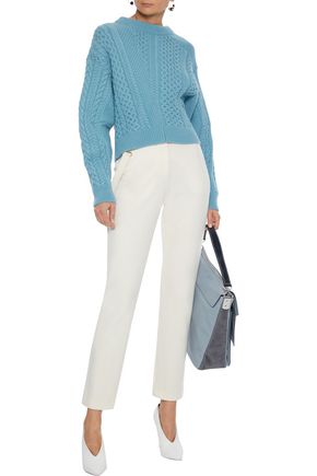 STELLA MCCARTNEY PATCHWORK-EFFECT CABLE-KNIT WOOL AND ALPACA-BLEND SWEATER,3074457345622156629