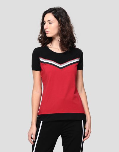 T-shirt donna in jersey con stampa a contrasto