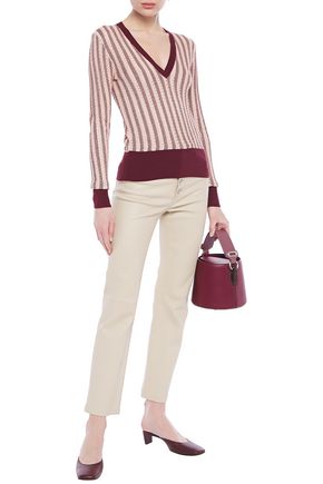 EQUIPMENT PIERETTE STRIPED POINTELLE-KNIT SILK AND COTTON-BLEND SWEATER,3074457345622294257