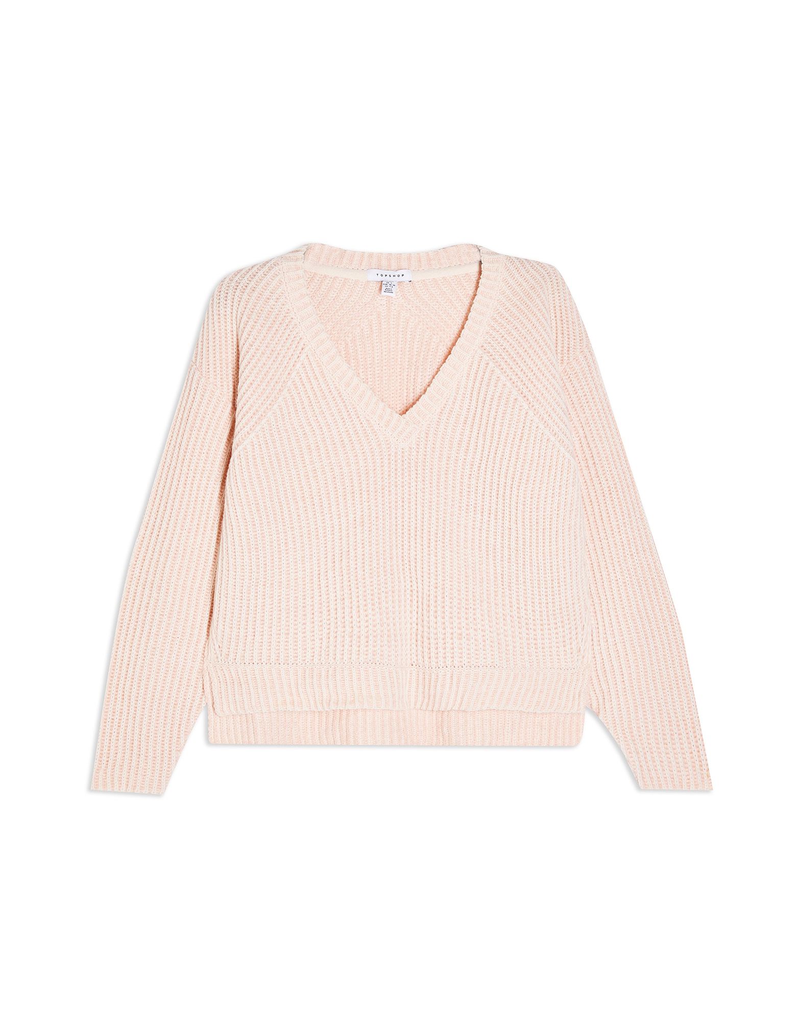 ＜YOOX＞ ★55%OFF！TOPSHOP レディース プルオーバー ライトピンク L アクリル 93% / ナイロン 7% PINK V NECK PLAITED KNITTED JUMPER画像