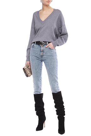 Iro Haywire Distressed Wool And Cashmere-blend Sweater In Gray