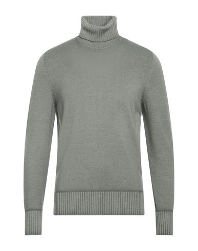 Drumohr Man Turtleneck Sage Green Size 46 Merino Wool In Gray