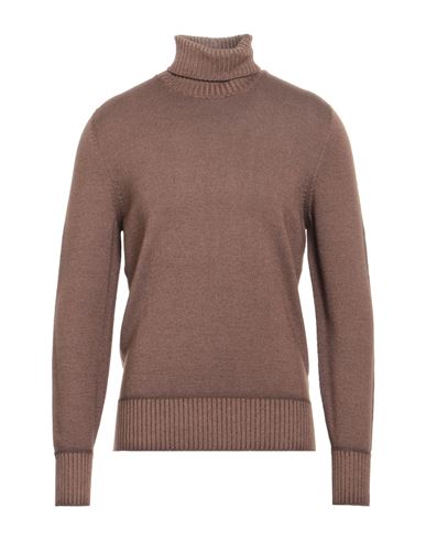 Drumohr Man Turtleneck Brown Size 42 Merino Wool In Brown