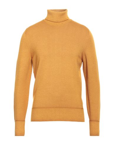 Drumohr Man Turtleneck Marigold Size 46 Merino Wool In Yellow