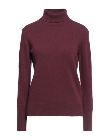 Rossopuro Woman Turtleneck Burgundy Size 6 Wool, Cashmere In Red