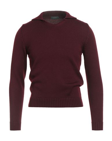 Zanone Man Sweater Burgundy Size 36 Virgin Wool