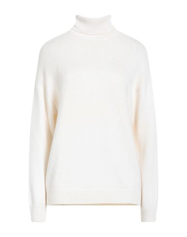 Brunello Cucinelli Woman Turtleneck Cream Size S Cashmere, Silk, Polyamide In White