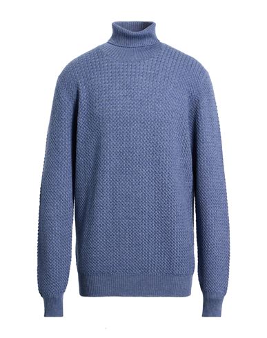 Gran Sasso Man Turtleneck Slate Blue Size 48 Virgin Wool In Blue