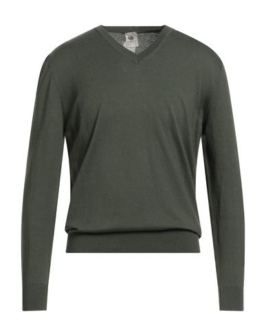 H953 Man Sweater Military Green Size 40 Cotton, Cashmere In Green