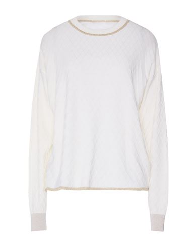 Ballantyne Woman Sweater Ivory Size 6 Wool, Viscose, Metallic Polyester In White