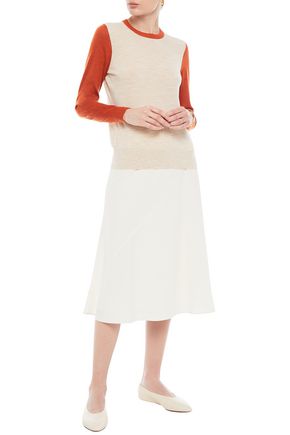 Click to view more detailed imagery on our partner's website Iris & Ink Beatrice Color-block Merino Wool Sweater In Beige