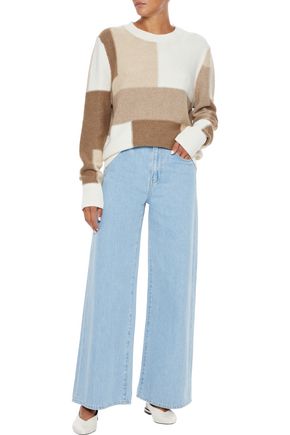 Click to view more detailed imagery on our partner's website Iris & Ink Thora Color-block Intarsia-knit Sweater In Brown