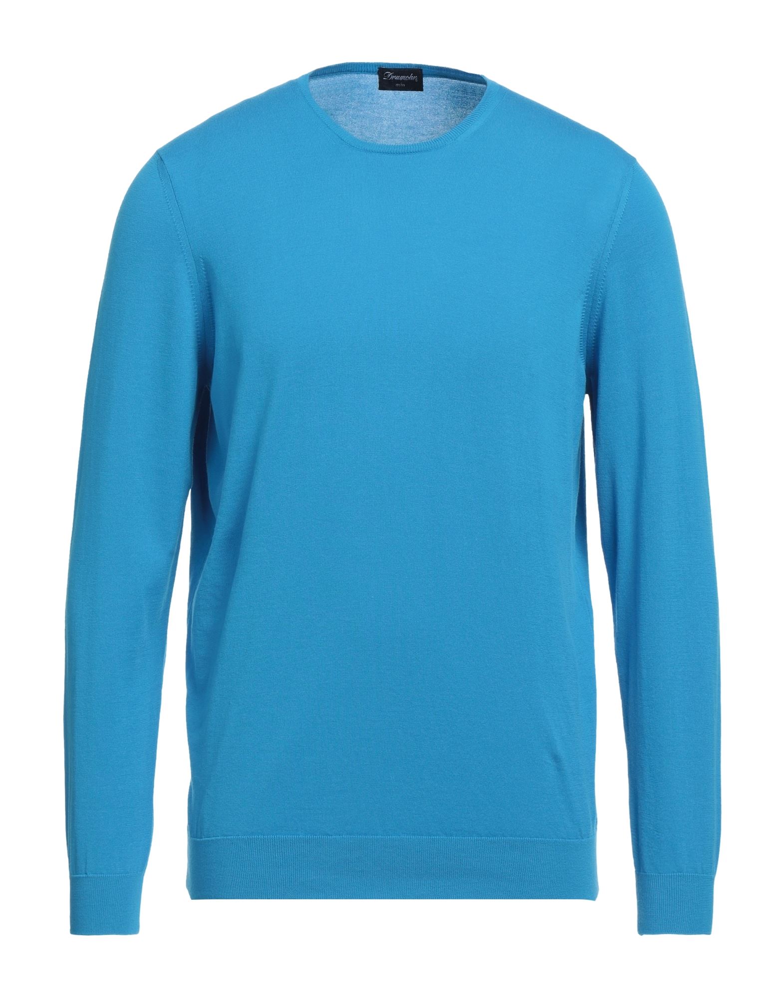 Shop Drumohr Man Sweater Azure Size 40 Cotton In Blue