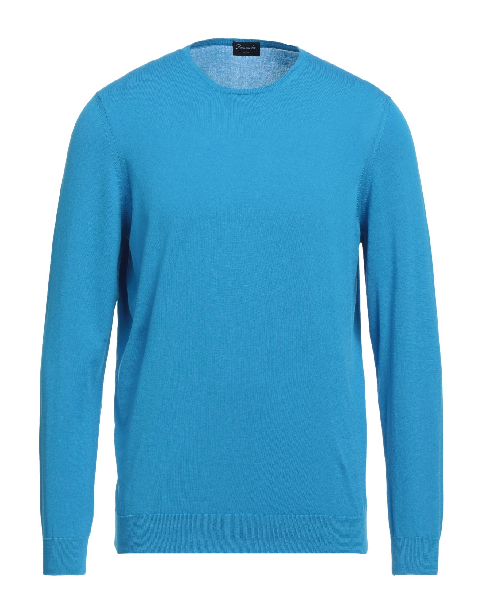 Drumohr Man Sweater Turquoise Size 40 Cotton In Blue
