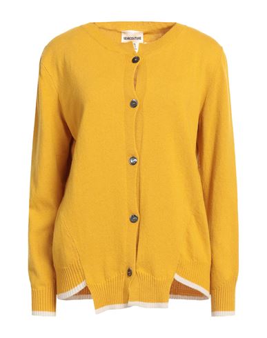 Semicouture Woman Cardigan Ocher Size L Wool, Lycra, Cashmere, Polyamide In Yellow