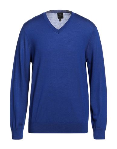 Armani Exchange Man Sweater Bright Blue Size Xl Virgin Wool